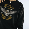 Motherhood And Strong Coffee Crewneck Sweatshirt by Hey Jude Graphic Tees
