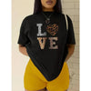 Women's Leopard Heart LOVE T-Shirt – Casual Crewneck Summer Streetwear by Dog Mom Hat