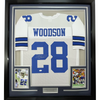 Framed Autographed/Signed Darren Woodson 35x39 Dallas White Football Jersey JSA COA