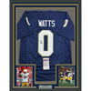 Framed Autographed/Signed Xavier Watts 35x39 Notre Dame Blue College Football Jersey JSA COA by Hall of Fame Sports Memorabilia