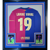 Framed Autographed/Signed Lamine Yamal 35x39 FC Barcelona Blue Soccer Jersey Beckett BAS COA by Hall of Fame Sports Memorabilia