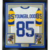 Framed Autographed/Signed Jack Youngblood HOF 01 35x39 Los Angeles LA White Football Jersey JSA COA