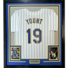 Framed Autographed/Signed Robin Yount 35x39 Milwaukee Pinstripe Baseball Jersey JSA COA