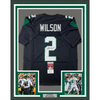 Framed Autographed/Signed Zach Wilson 35x39 New York Black Football Jersey JSA COA