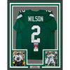 Framed Autographed/Signed Zach Wilson 35x39 New York Green Football Jersey JSA COA