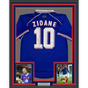 Framed Autographed/Signed Zinedine Zidane 35x39 France French National Team Blue Soccer Jersey Beckett BAS COA