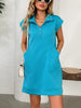 Retro Brown Half-Zip Cap Sleeve Mini Dress Classic & Vintage Design Dress For Girls by Stevvex