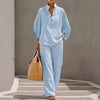 Women’s Casual Shirt and Full-Length Pants Set by FitiqueFit