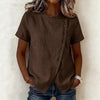 Women's Cross-Neckline Asymmetrical Hem Cotton Linen Top – Loose Fit by FitiqueFit