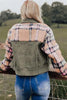 Plaid Corduroy Flap Pockets Button Up Jacket Trendy Outerwear With Classic Flap Pockets For Casual Comfort by Stevvex