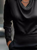 Full Size Satin Cowl Neck Long Sleeve Blouse Plus Size by Wild and Free Boutique