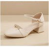 Women's Mid-Heel Slingback Pumps – Square Toe Buckle Strap by FitiqueFit