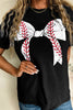Black Baseball Bowknot Graphic Casual Tee by Wild and Free Boutique