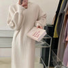 New Korean Style High Collar Solid Color Over-the-knee Knitted Dress