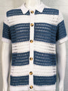 Men's Button Down Collared Neck Contrast Openwork Shirt