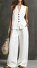 Women's Linen Sleeveless Vest & Wide-Leg Pants Two-Piece Set by FitiqueFit