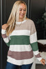 Brown Mixed Texture Knit Striped Colorblock Loose Sweater by Wild and Free Boutique