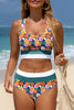 Green Floral Print Racerback High Waist Bikini Swimwear by Wild and Free Boutique