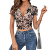 Elegant And Minimalist Deep V-neck Short-sleeve Womens T-shirt by My Store