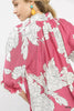 Umgee Peony Illustration Print Flounce Sleeve Blouse by FitiqueFit