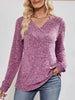 Ribbed Knit V-Neck Long Sleeve T-Shirt by Simply Love