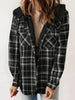 Plaid Snap Down Plush Hooded Jacket Soft & Warm Women Outerwear Cozy And Comfortable Jacket by Stevvex