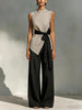Women's Lace-Up Sleeveless Top & Wide-Leg Pants Set by FitiqueFit