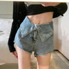 Slim-fit Cuffed High-waisted Denim Shorts by My Store