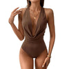 Halter-style Bodysuit With A Deep V-neck And Solid Color by My Store