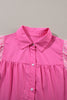 Bonbon Sequined Bubble Sleeve Tiered Ruffled Shirt Dress