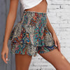 Ethnic-style Printed High-waisted Pleated Wide-leg Shorts by My Store