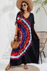 Slit Printed V-Neck Short Sleeve Cover Up