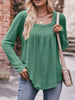 Pleated Square Neck Long Sleeve T-Shirt by Simply Love