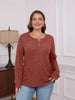 Ribbed Knit Button-Front Long Sleeve T-Shirt by Simply Love
