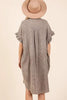 Mineral Wash Cotton Gauze Mini Shirt Dress For Women – Casual, Relaxed Fit with Charming Ruffle Sleeves and Practical Pockets by Stevvex