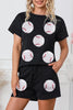 Black Trendy Texture Sequin Baseball Graphic Short 2pcs Set by Wild and Free Boutique