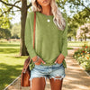 Women's Solid-Color Long-Sleeve Crew-Neck Pullover T-Shirt by FitiqueFit