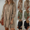 Solid Color Fashion Long Sleeve Stitching Dress Women