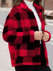 Beautiful Red Women Drop Shoulder Fuzzy Button-Up Jacket Soft And Comfortable Casual Fit Jacket by Stevvex