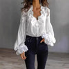 Lace-Panel Puff Sleeve Pleated Ruffle Shirt | Ballet Style by FitiqueFit