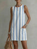 Women's Striped Color-Block Sleeveless Mini Dress – Loose Fit by FitiqueFit