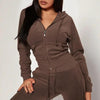 Zip Pocket Drawstring Hooded Crop Top & Slim Fit Pocket Pants by FitiqueFit