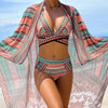 Women's Split Cross Strap Retro Ethnic Style Swimsuit