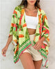 Women’s Printed Cardigan Top with Drop Shoulder Sleeves by FitiqueFit