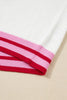 White Striped Trim Bow Graphic Round Neck Drop Shoulder Sweater by Wild and Free Boutique
