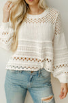 Pointelle Knit Puff Sleeve Sweater