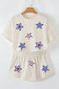 Beige Sequin Patriotic Star Cropped Tee Skort 2pcs Set by Wild and Free Boutique