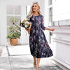 Women’s Floral Patchwork Three-Quarter Sleeve Dress by FitiqueFit