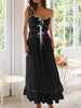 Vintage Ruffled Hem Midi Dress With Tied And Ruched Detail Elegant Feminine Girls Dress by Stevvex