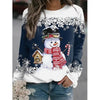 Snowman Printed Panel Loose Sweater – Casual Holiday Knit for Women by FitiqueFit